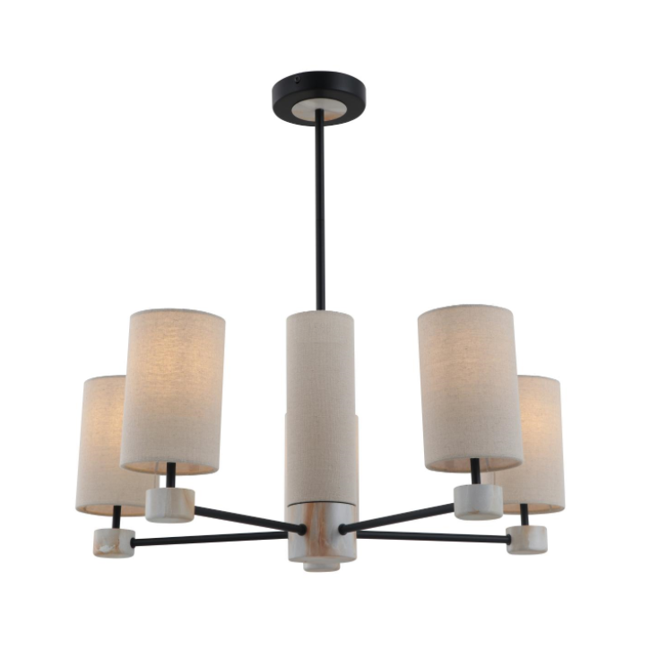 5-Lights Pellava beige metalliriippuvalaisin