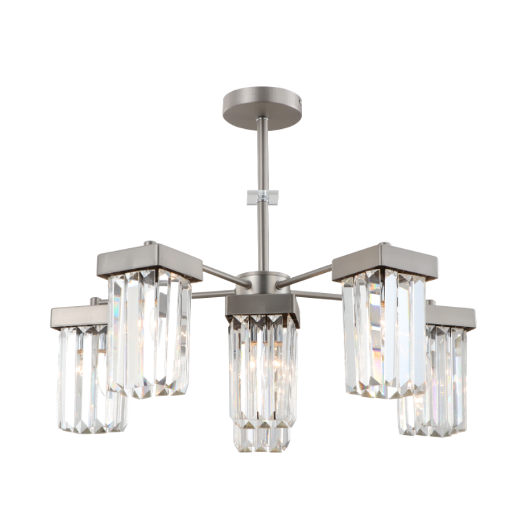 6-Light Nickel Modern K9 Crystal Ceiling kattokruunu