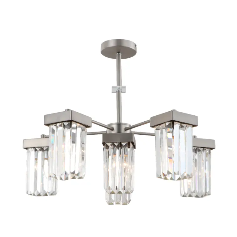 6-Light Nickel Modern K9 Crystal Ceiling kattokruunu