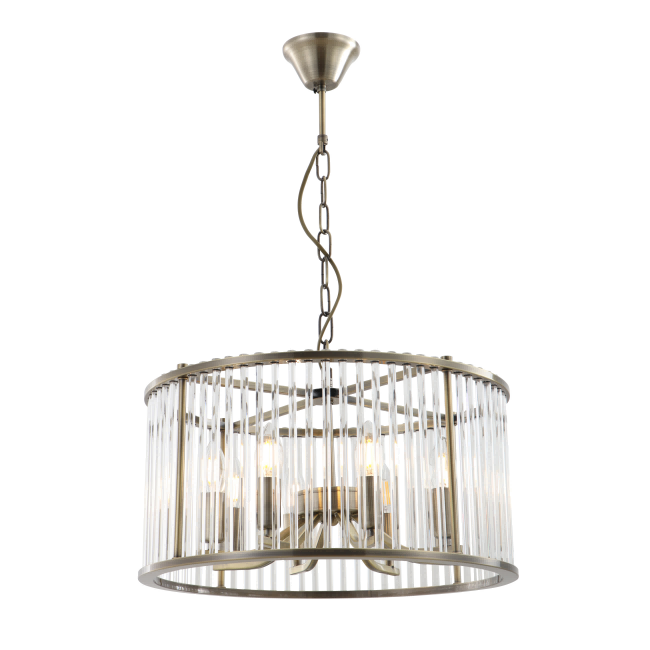 8-Light Antique Brass Cage-Chedelier lasitangoilla
