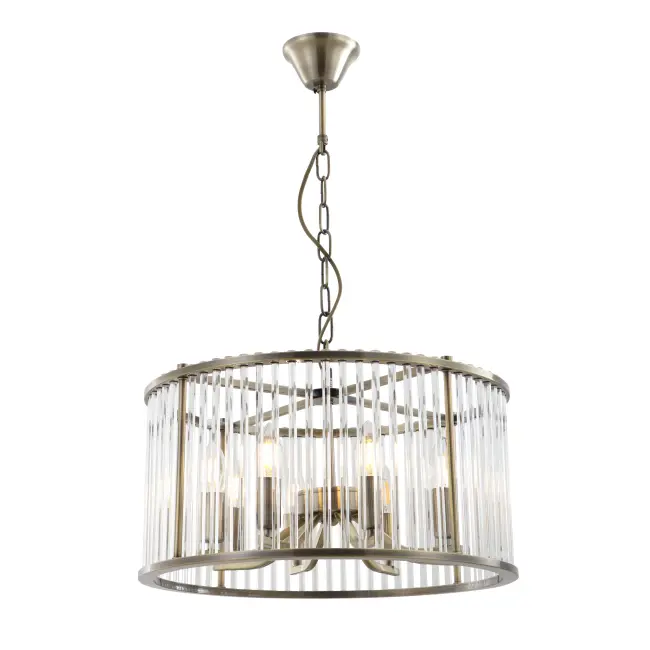 8-Light Antique Brass Cage-Chedelier lasitangoilla