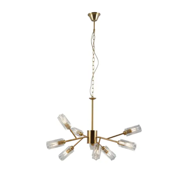 9-Lights Glass Gold Chedelier