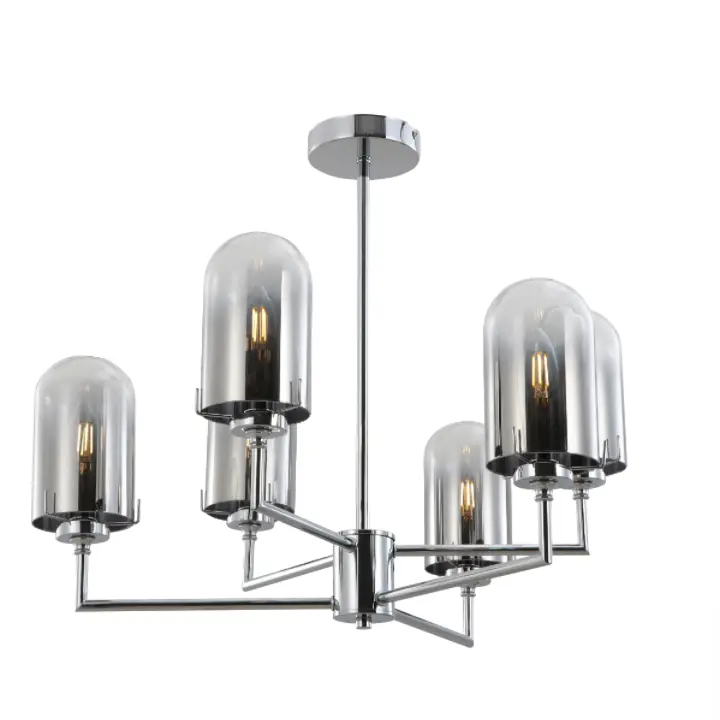 Chrome Metal Smoky Dome Glass Pent -valaisin