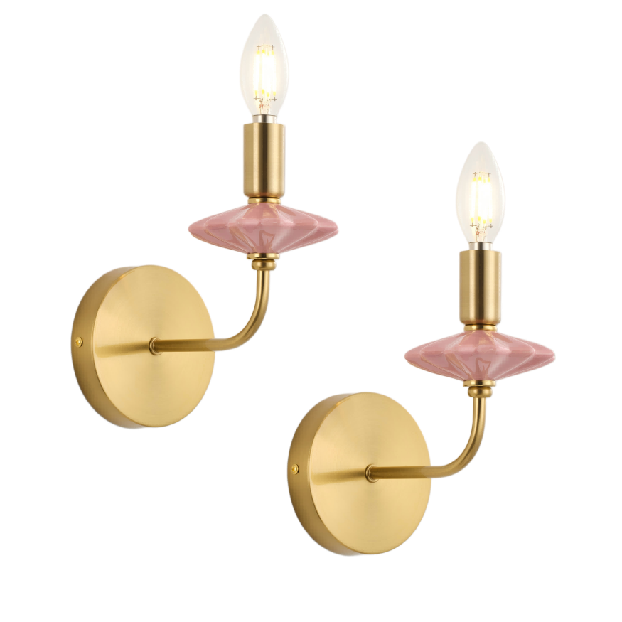 Vaaleanpunainen keraaminen kynttilän seinävalaisin